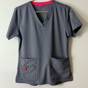 Carhartt Gray Short Sleeve Scrub Top Small
